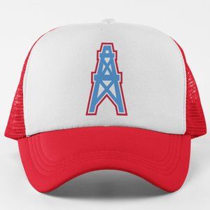 NEW Houston Oilers Foam Trucker Snapback Hat 2-TONE RED WHITE